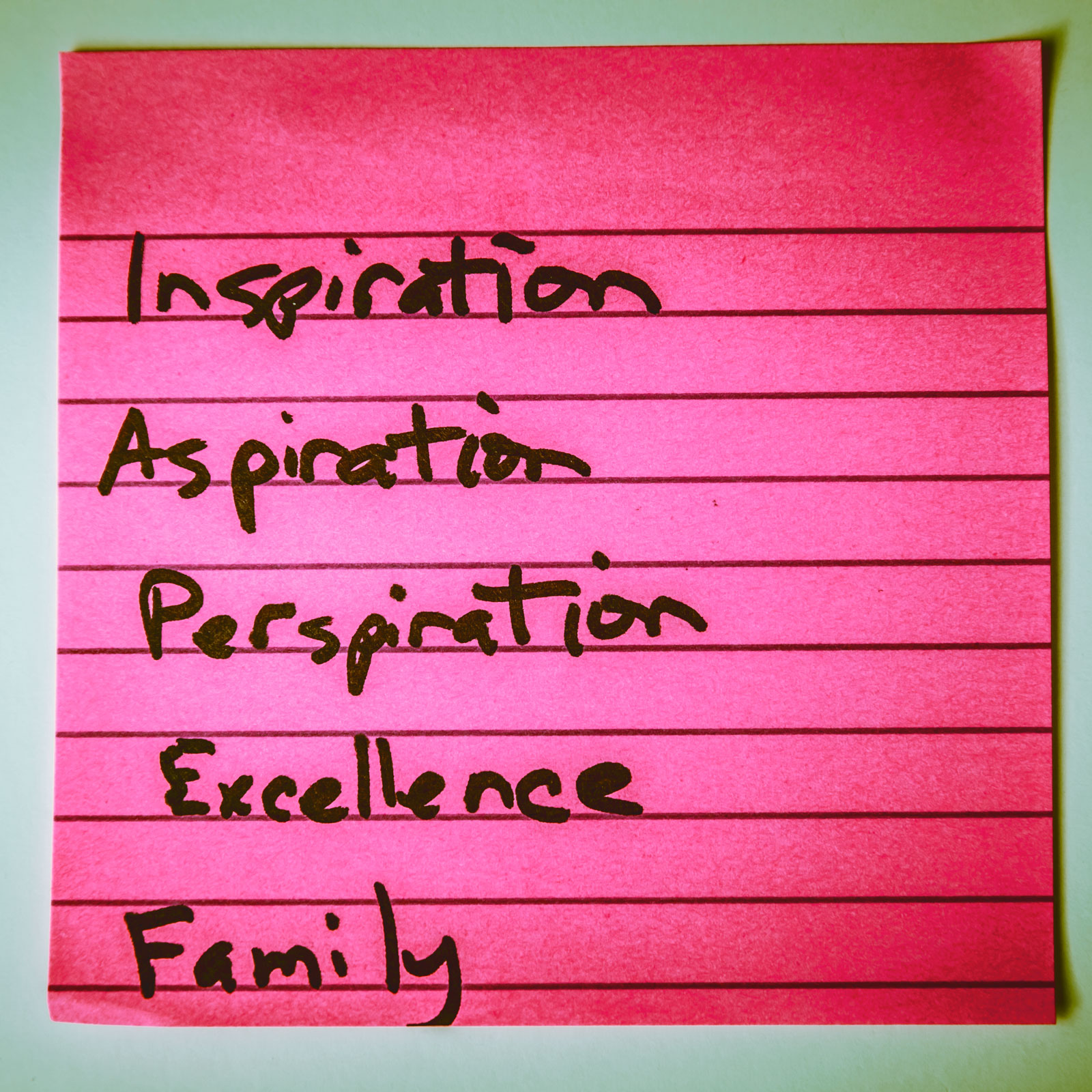 Inspiration aspiration perspiration excellence family