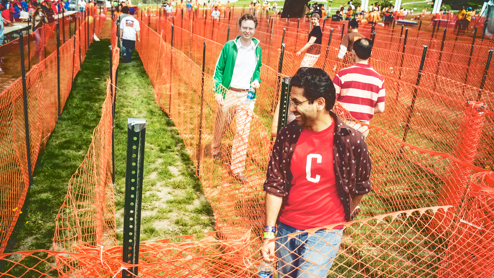 The fenced queue for the beverage area, 2006