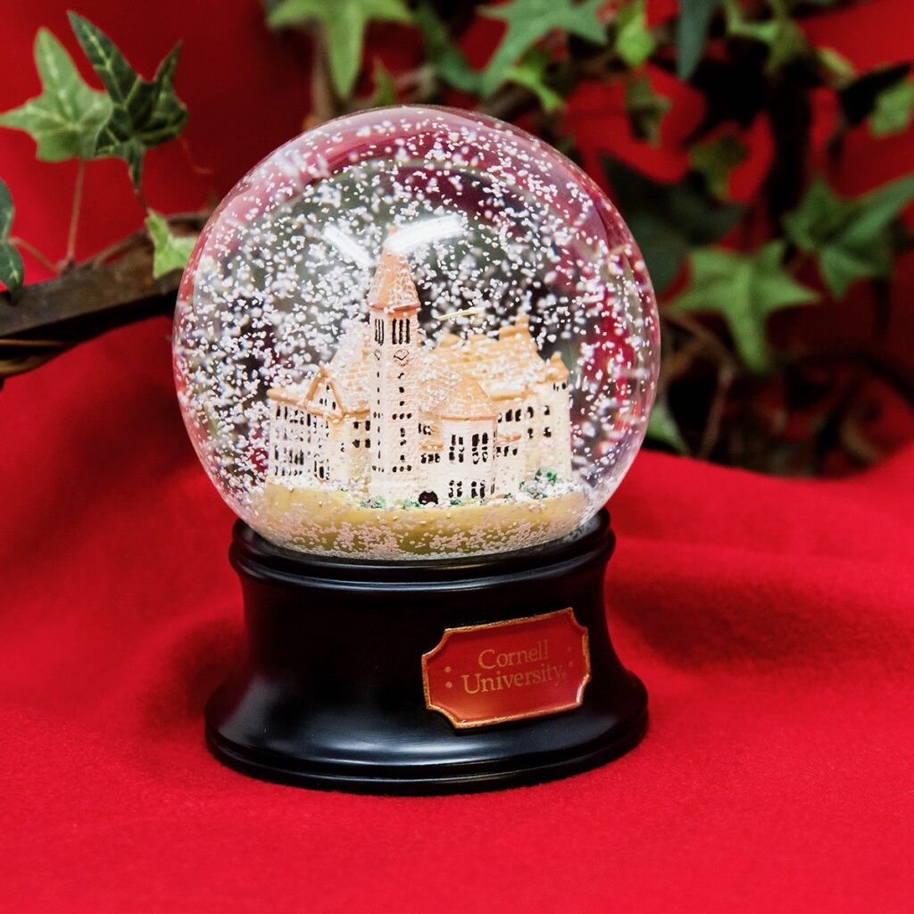 Cornell-themed snow globe image