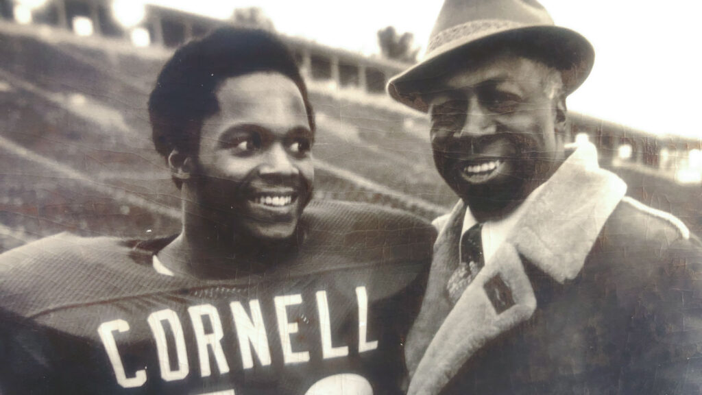 Joseph Holland and Jerome Holland at a Cornell University football game in the 1970s.