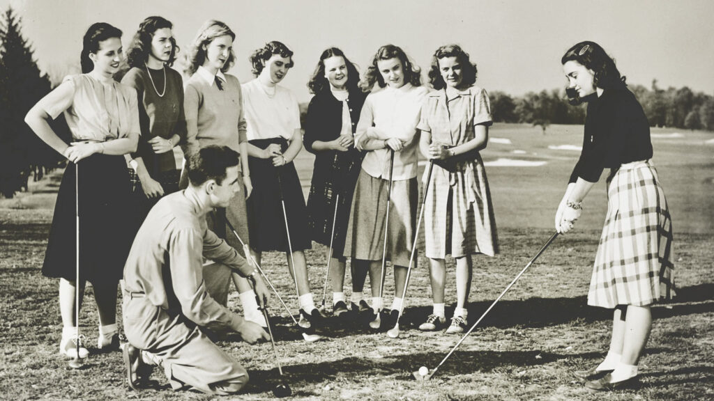 Students during a golf class in 1950