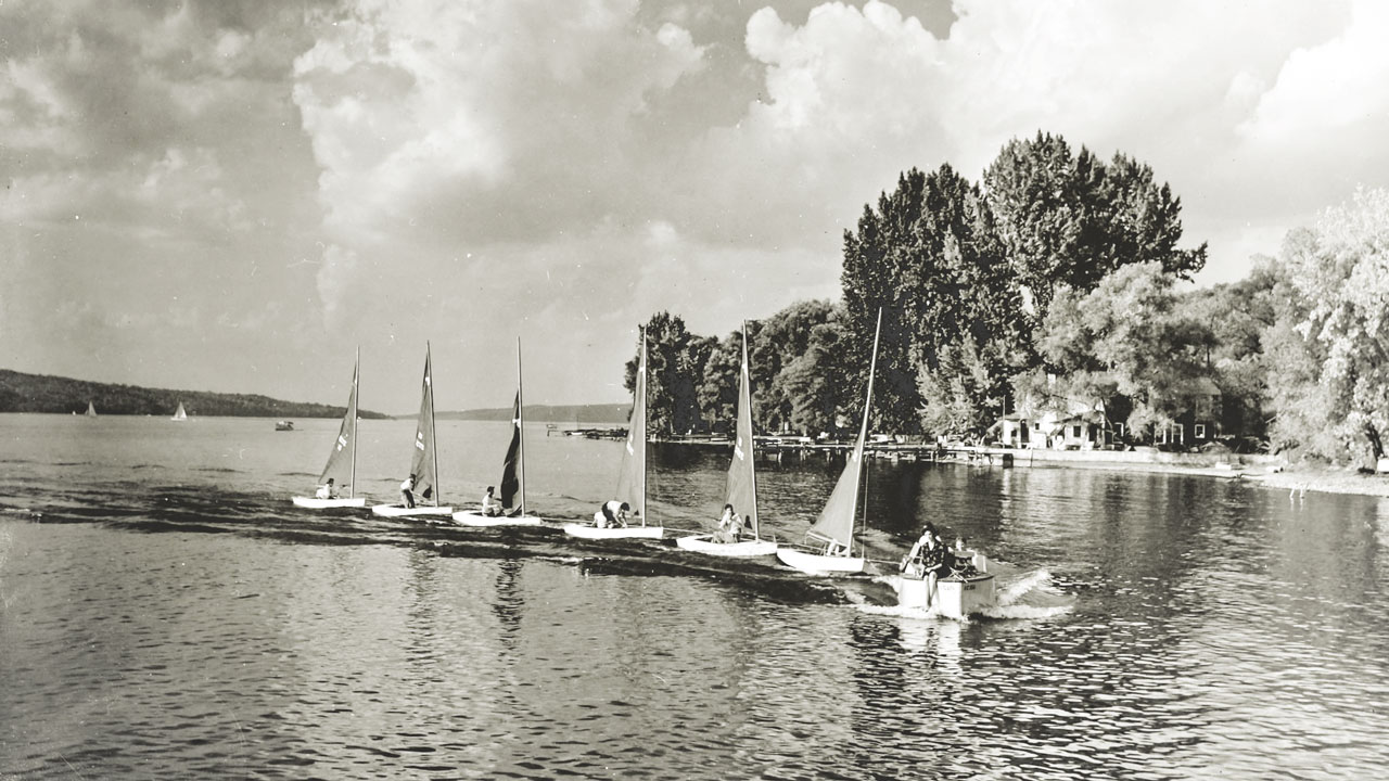 Sailboating class on Cayuga Lake in 1955