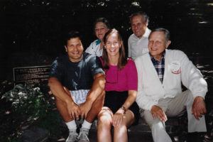 John Boochever (far leff) at Reunion 1991 with (counter clockwise) his wife, Carol; father, Louis Charles Boochever Jr. '41; uncle Robert Boochever '39, JD '41; and aunt Connie Boochever.