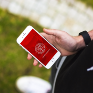 Mobile phone with Cornell Unversity seal background