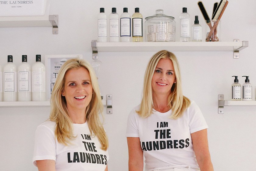 Gwen Whiting ’98 (right) and Lindsey Boyd ’98, with some of their laundry products
